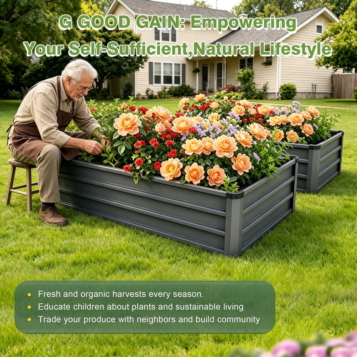 Sturdy Outdoor Garden Bed and Coated Steel Frame