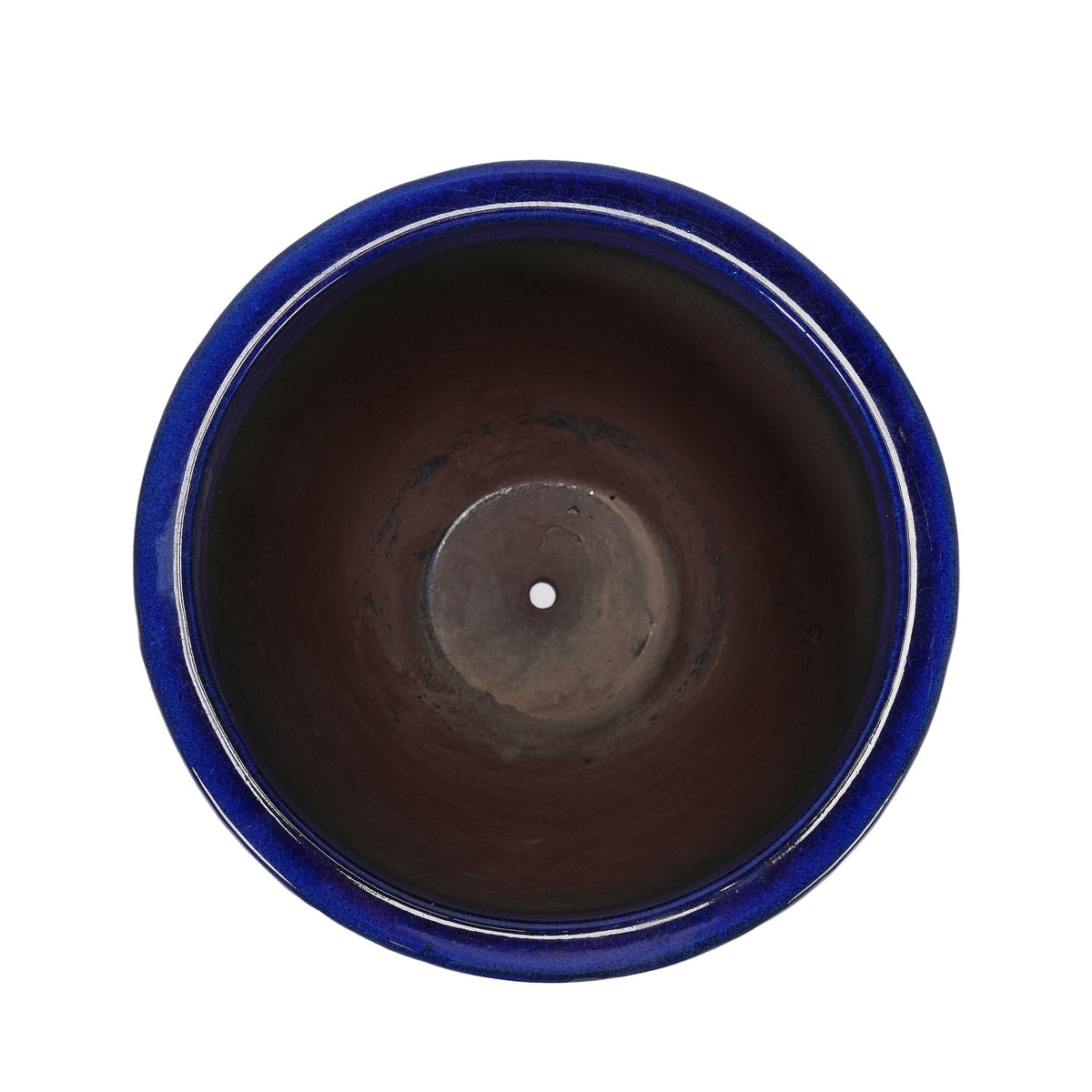 Ceramic flowerpot blue glazed planter with brown interior, HouseOfZazla on Tampa Home & Garden Store