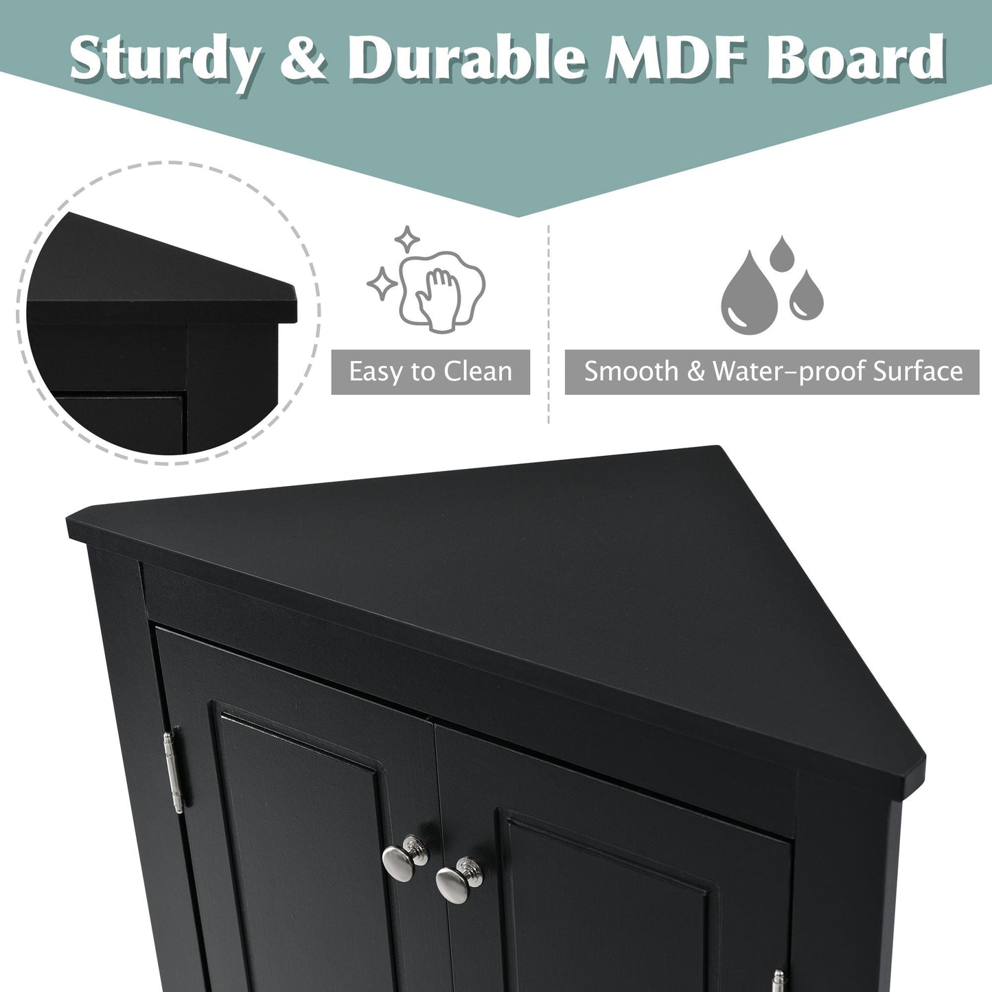 Triangle bathroom storage cabinet black freestanding linen cabinet with adjustable shelves on Tampa Home & Garden Store