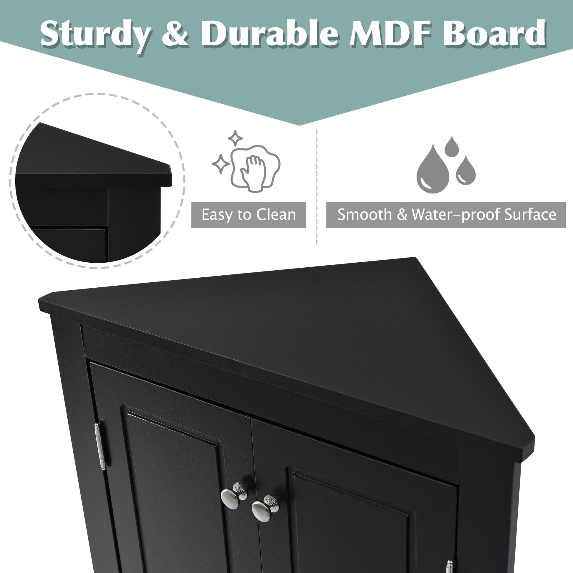 Triangle bathroom storage cabinet black freestanding linen cabinet with adjustable shelves on Tampa Home & Garden Store