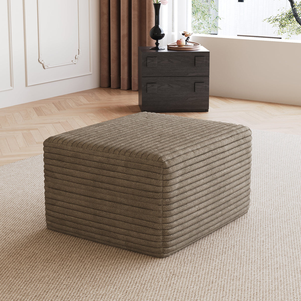 Plush Corduroy Sofa Ottoman and No Assembly