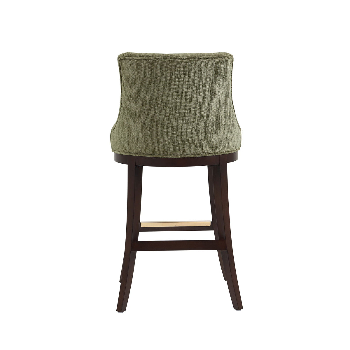 Bar Height Barstool with Backrest in olive green fabric, dark wood legs HouseOfZazla on Tampa Home & Garden Store