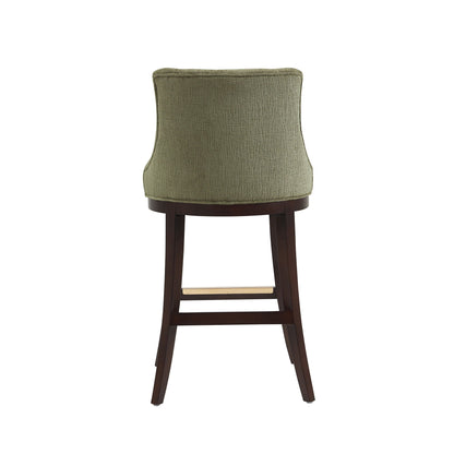 Bar Height Barstool with Backrest in olive green fabric, dark wood legs HouseOfZazla on Tampa Home & Garden Store