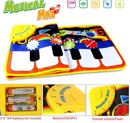 Stevvex Baby Music Piano Play Mat with 8 instrument modes, colorful keyboard carpet on Tampa Home & Garden Store