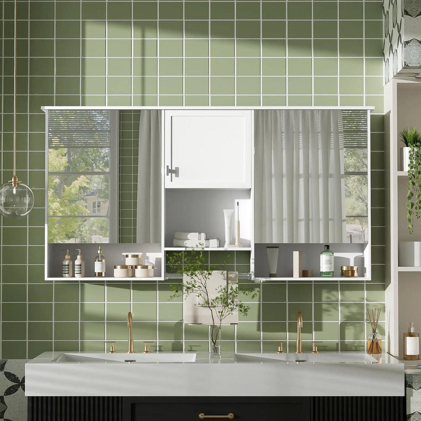 Wall-Mounted 3-in-1 Mirror Cabinet with Shelf
