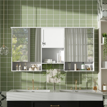 Wall-Mounted 3-in-1 Mirror Cabinet with Shelf