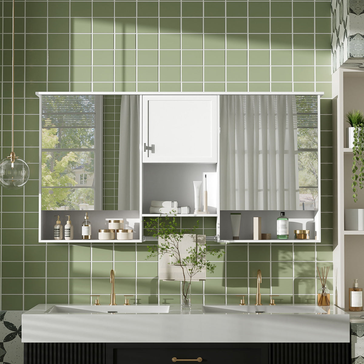 Wall-Mount 3-In-1 white mirror cabinet with adjustable shelf by HouseOfZazla on Tampa Home & Garden Store