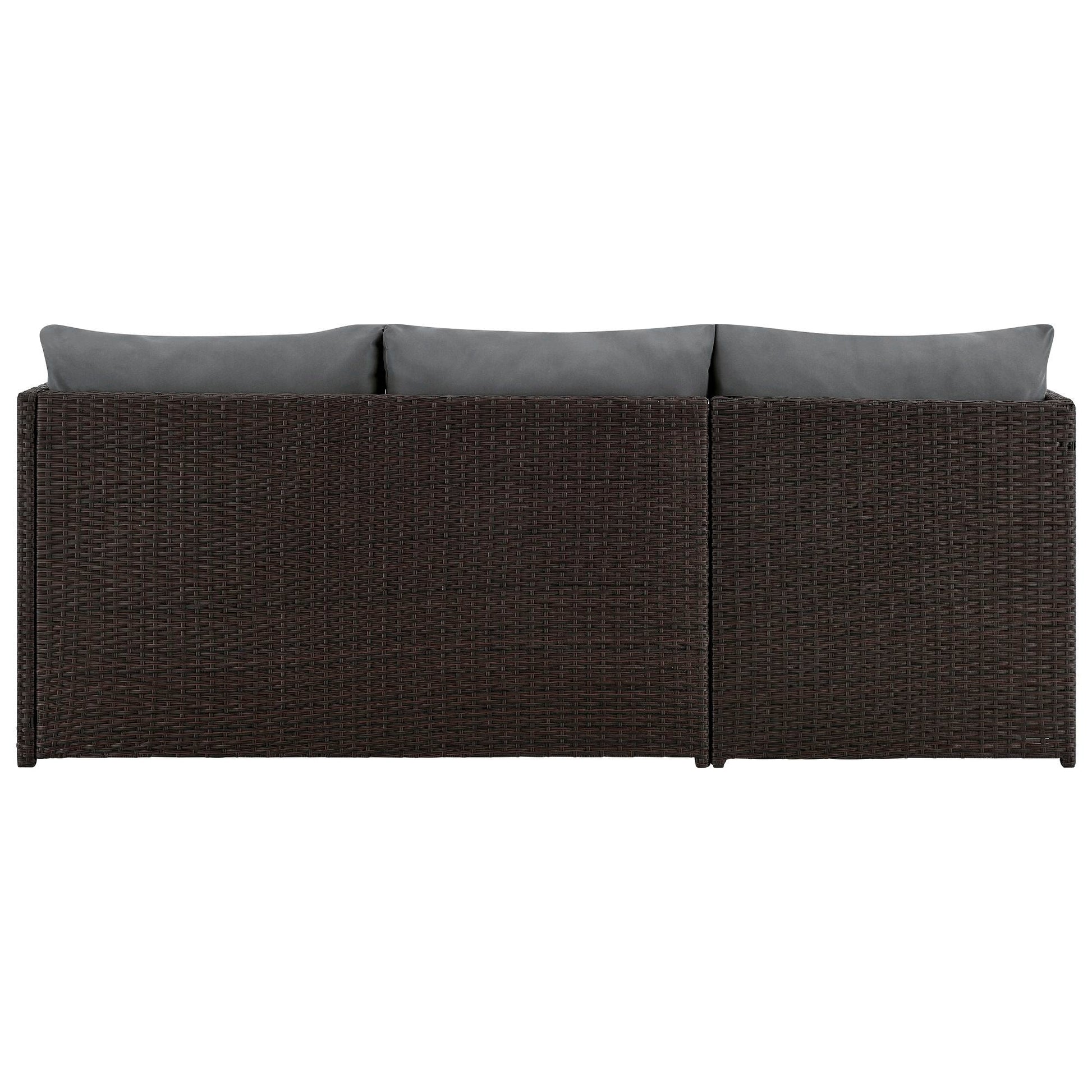 Menton 3 Piece Sectional Set outdoor wicker sofa with gray cushions HouseOfZazla on Tampa Home & Garden Store