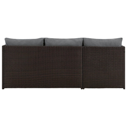 Menton 3 Piece Sectional Set outdoor wicker sofa with gray cushions HouseOfZazla on Tampa Home & Garden Store