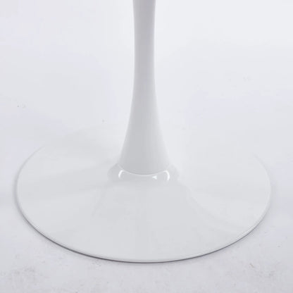 Mid-Century Tulip dining table with round white top and slender pedestal base on Tampa Home & Garden Store