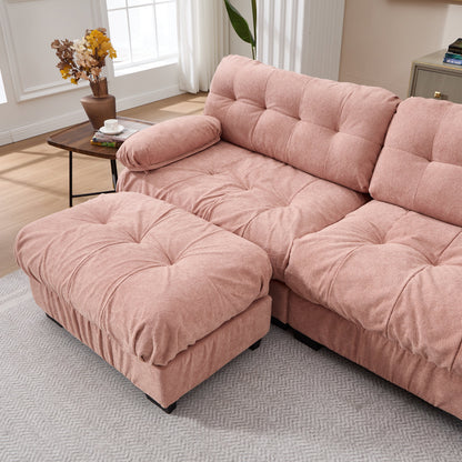 U Shaped Couch Modular Sectional Sofa pink plush fabric by HouseOfZazla on Tampa Home & Garden Store