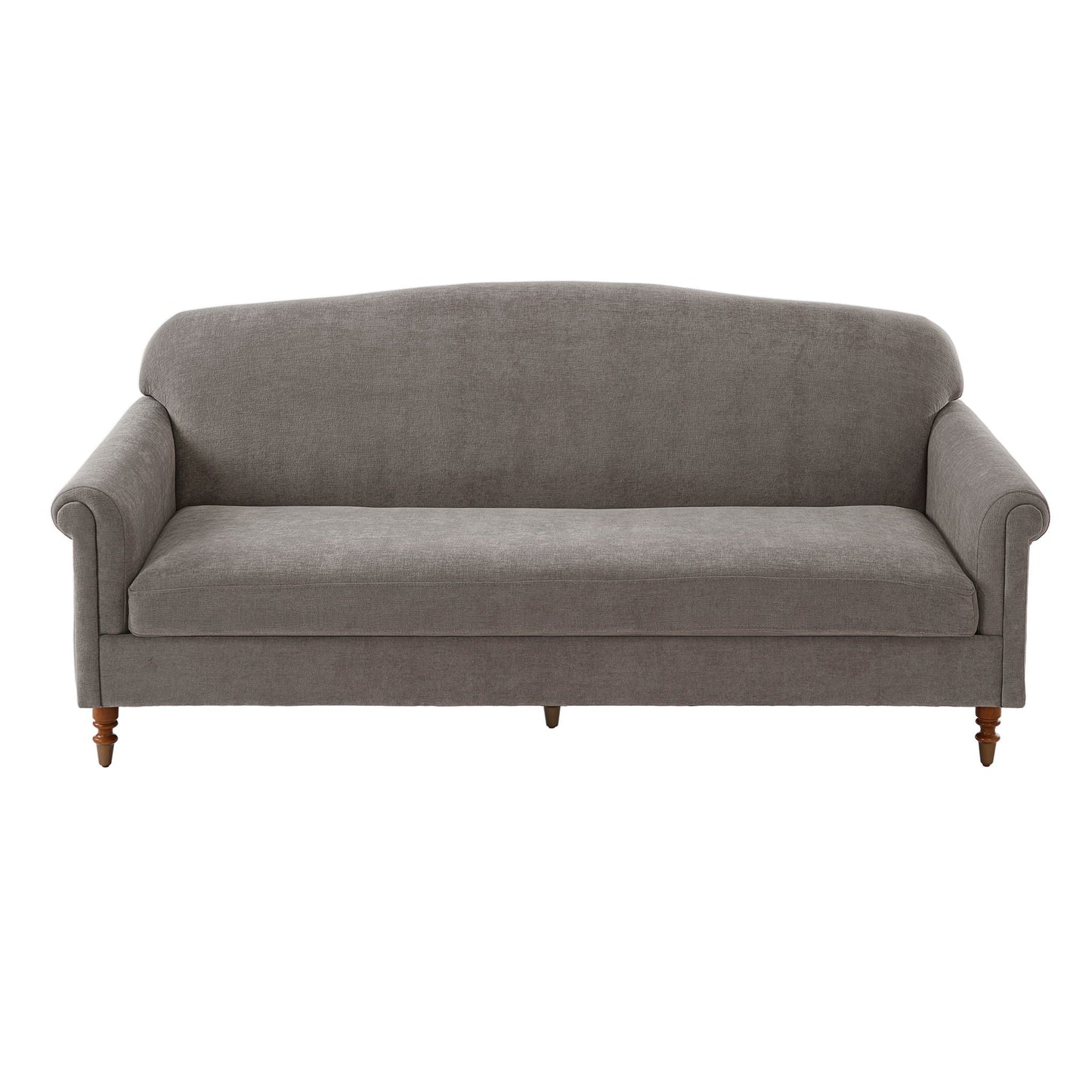 Loveseat with rolled arms in brown upholstery, stationary room piece by HouseOfZazla on Tampa Home & Garden Store