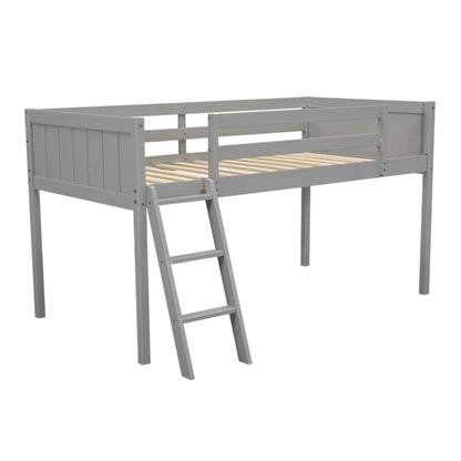 Low loft bed with adjustable ladder in gray finish and slatted base on Tampa Home & Garden Store