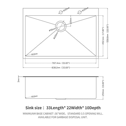 Topmount Sink 16 Gauge and Single Bowl Steel