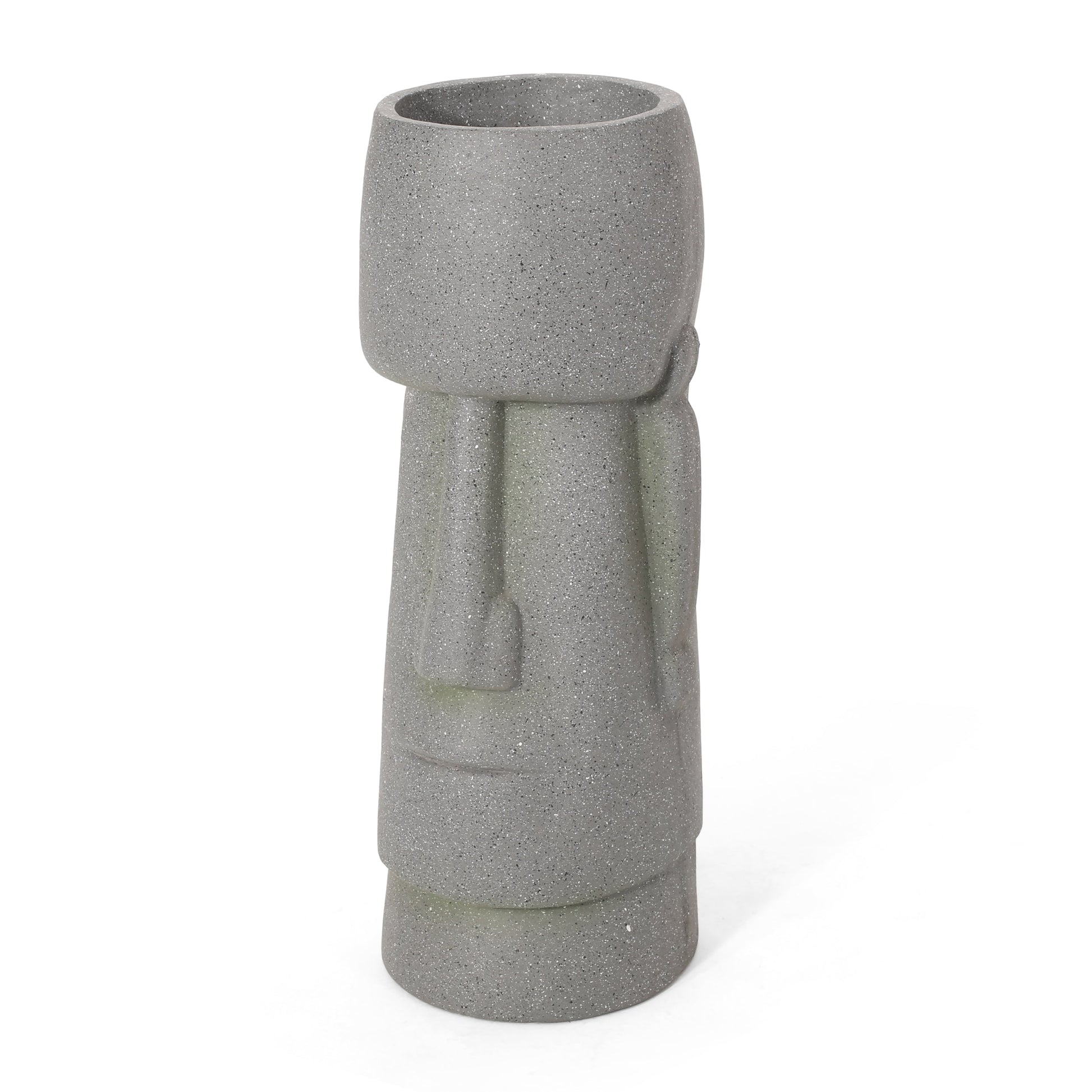 Flower Planter in grey speckled concrete texture, cylindrical form on Tampa Home & Garden Store