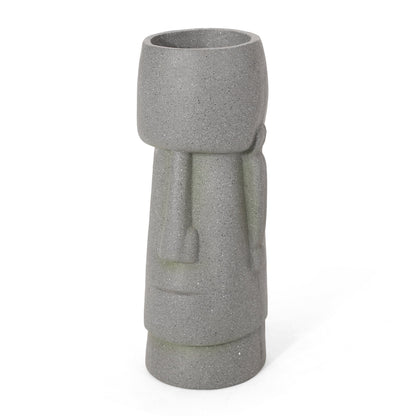 Flower Planter in grey speckled concrete texture, cylindrical form on Tampa Home & Garden Store
