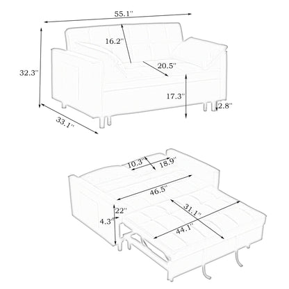 Large 3 In 1 Sofa Bed and Velvet Living Room