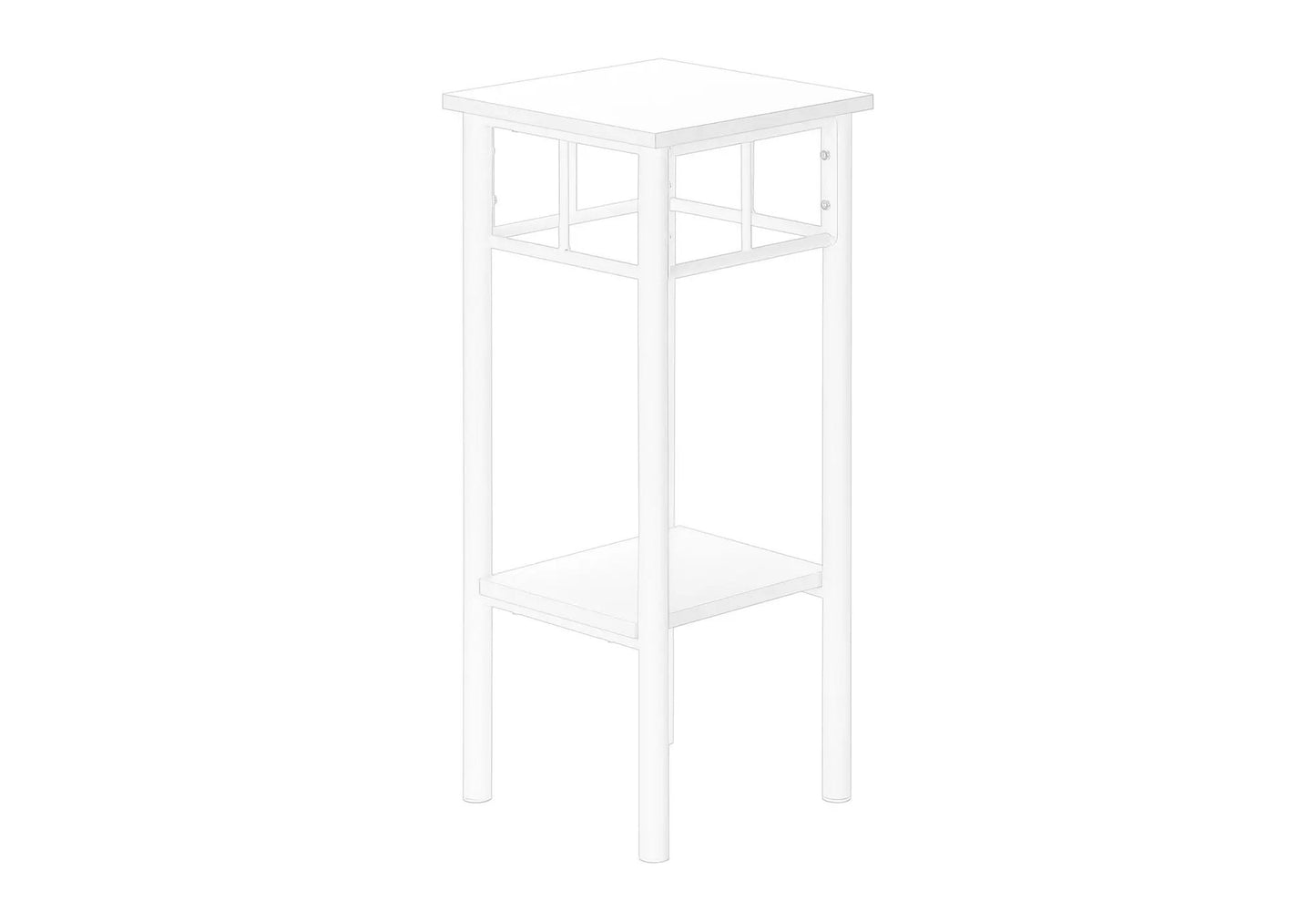 Accent Table square white top with metal frame, open side panels, lower shelf on Tampa Home & Garden Store