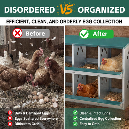 6 Room Galvanized Chicken Nesting Box for a Hutch