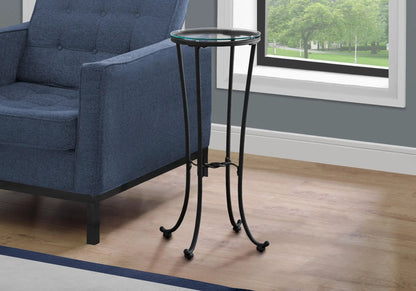 Accent Side Table round glass top black metal frame with curved legs by Unique Piece Furniture on Tampa Home & Garden Store