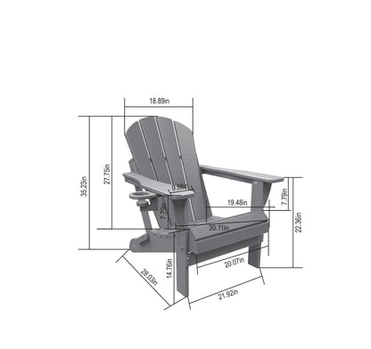 Folding Adirondack chair with side table 3-piece set in gray by HouseOfZazla, outdoor furniture on Tampa Home & Garden Store