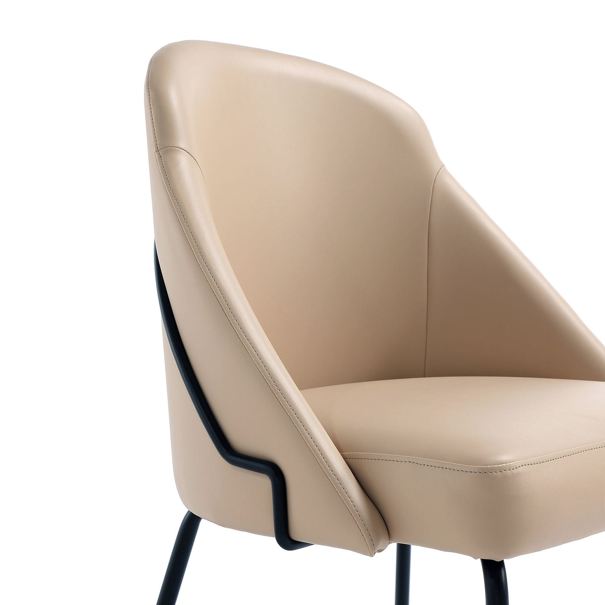 HouseOfZazla beige vegan upholstered dining chair with curved back and black legs on Tampa Home & Garden Store
