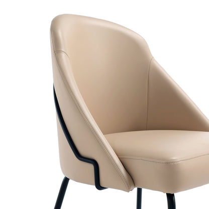 HouseOfZazla beige vegan upholstered dining chair with curved back and black legs on Tampa Home & Garden Store