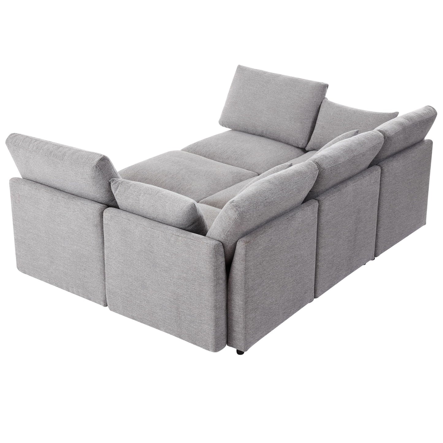 Sectional Sofa Modular U-Shaped with Ottoman and USB ports in gray fabric, 2pc HouseOfZazla on Tampa Home & Garden Store