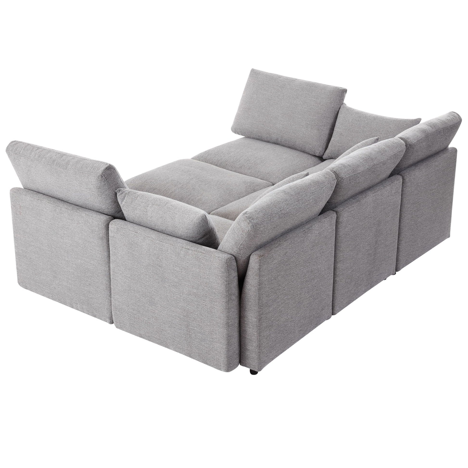 Sectional Sofa Modular U-Shaped with Ottoman and USB ports in gray fabric, 2pc HouseOfZazla on Tampa Home & Garden Store