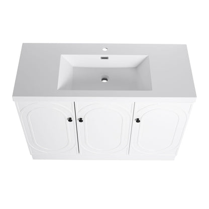 Freestanding Bath Vanity With Resin Sink And Door, white countertop, HouseOfZazla on Tampa Home & Garden Store