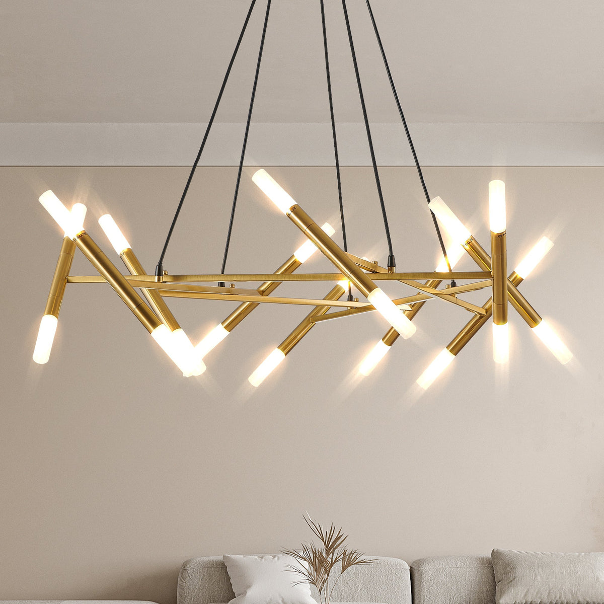 Gold metal branch chandelier light fixture 41' design by HouseOfZazla on Tampa Home & Garden Store