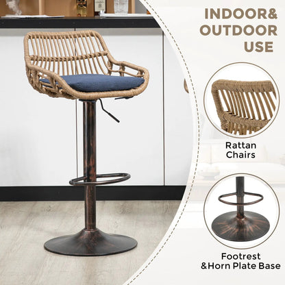 Modern Swivel Bar Stools with Footrest Set of 2