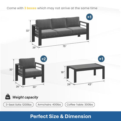 All Weather Iron Patio Set and Thick Cushions