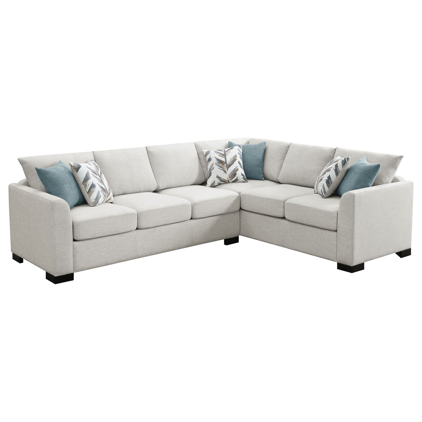 Radison greige upholstered sleeper sectional sofa with hidden bed and decorative cushions on Tampa Home & Garden Store