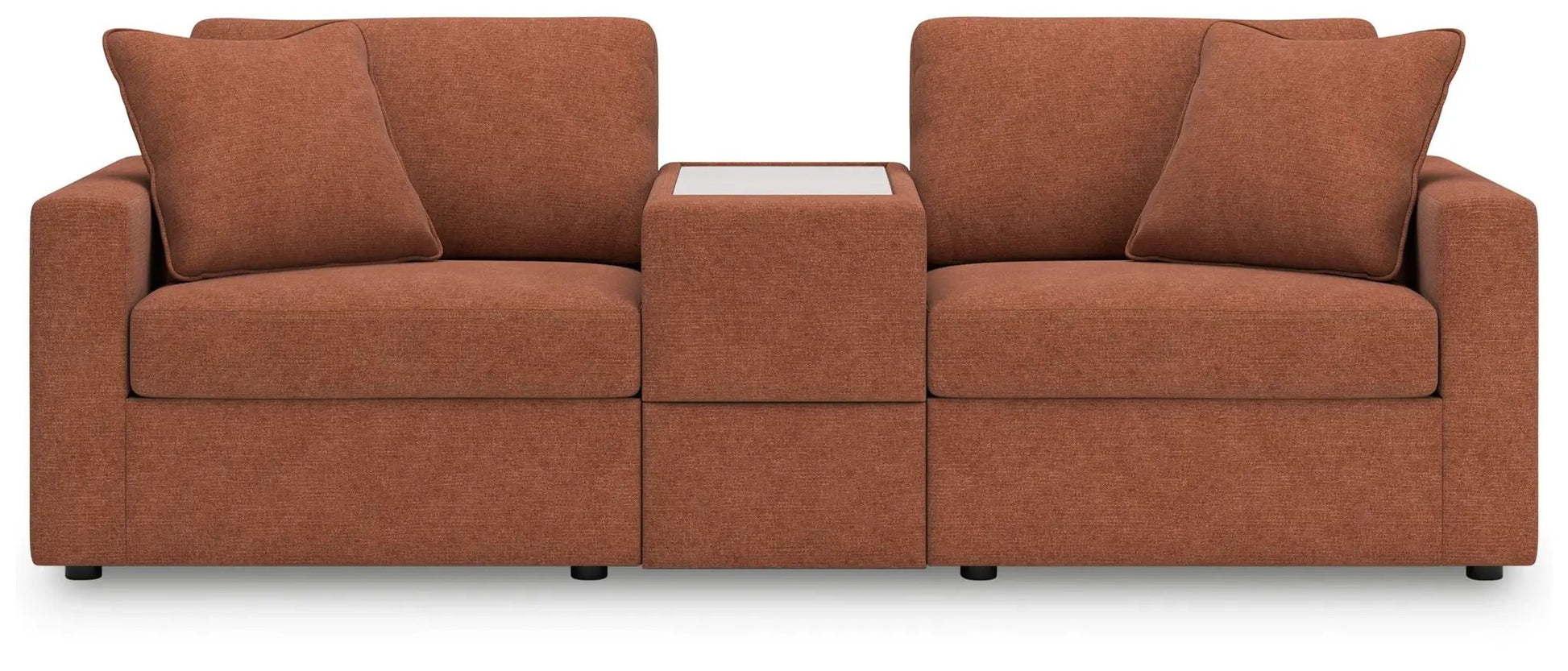 Modmax Sectional Spice sofa in orange fabric with center console by Unique Piece Furniture on Tampa Home & Garden Store
