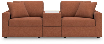 Modmax Sectional Spice sofa in orange fabric with center console by Unique Piece Furniture on Tampa Home & Garden Store