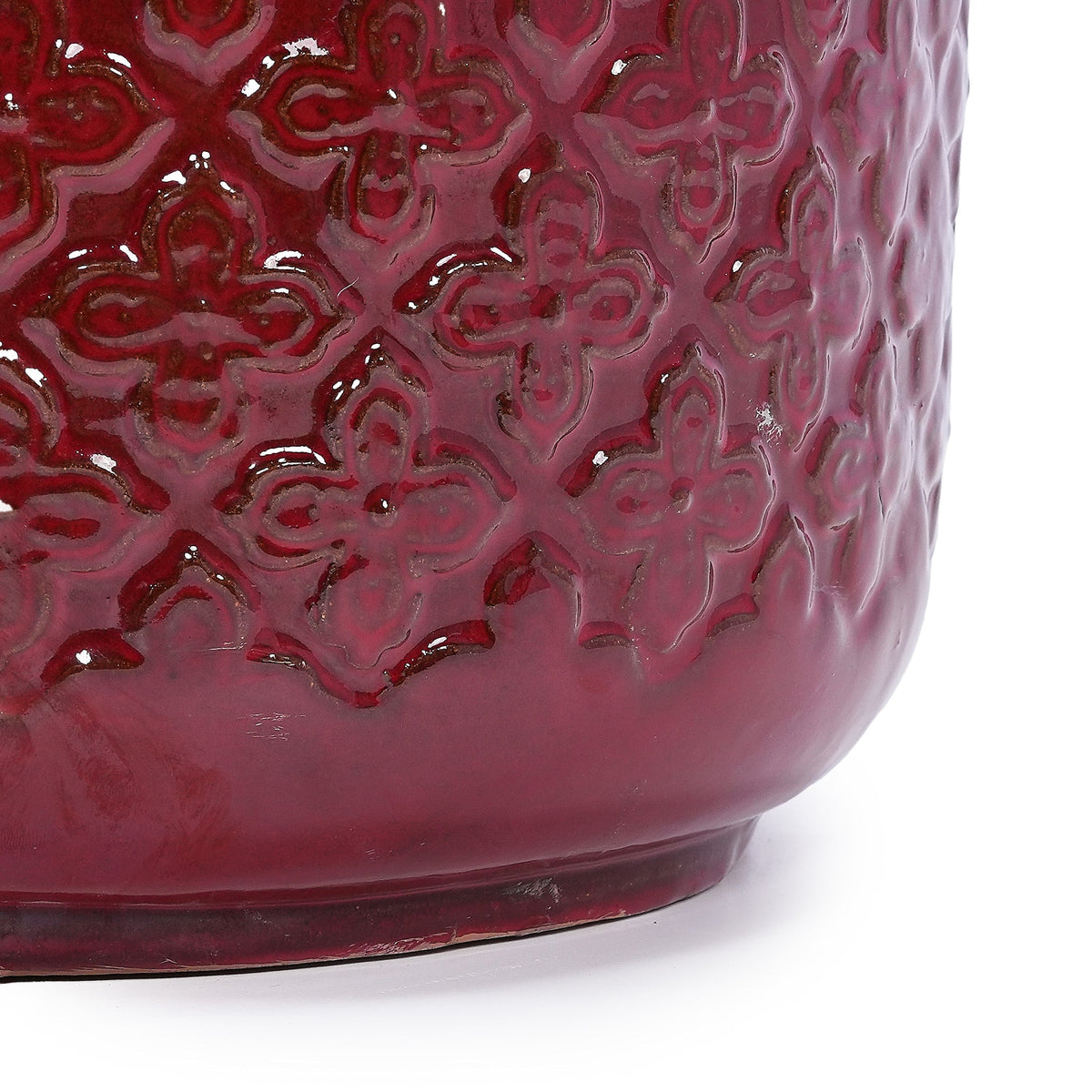 Bean Paste red ceramic flowerpot set with diamond pattern, 3-piece by HouseOfZazla on Tampa Home & Garden Store