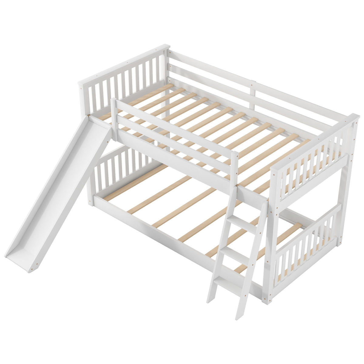 Bunk bed with convertible slide and ladder in white wood by HouseOfZazla on Tampa Home & Garden Store