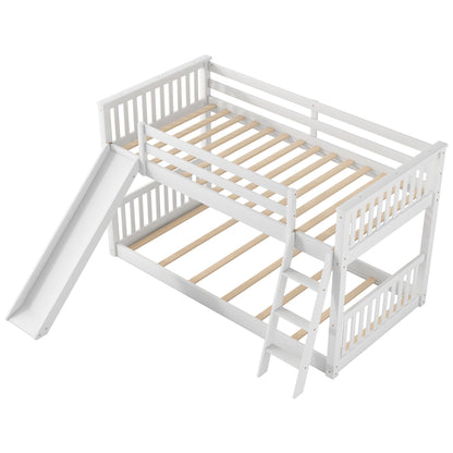 Bunk bed with convertible slide and ladder in white wood by HouseOfZazla on Tampa Home & Garden Store