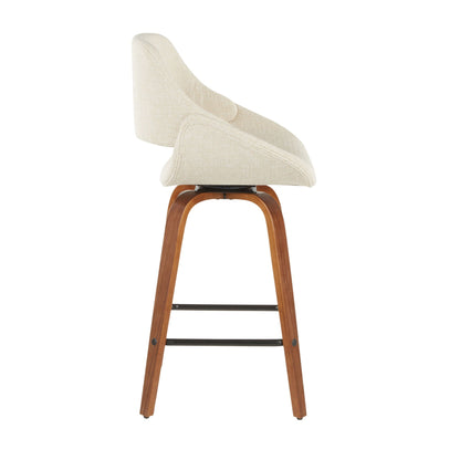 Fabrico mid-century counter stools set of 2 beige fabric upholstery on Tampa Home & Garden Store