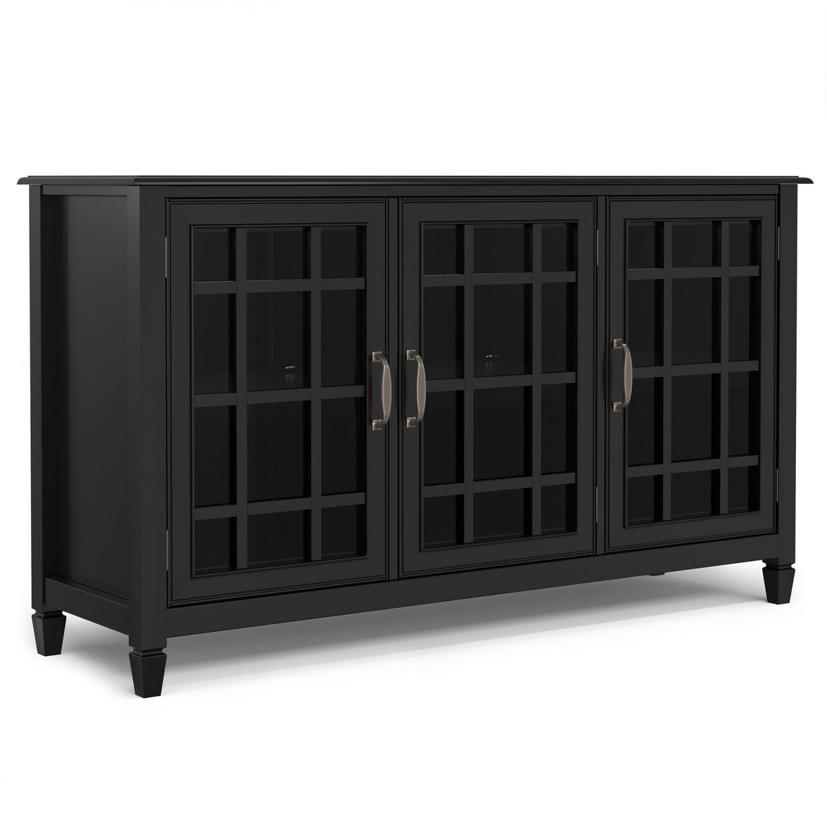 Traditional buffet cabinet with glass-front doors, black finish, HouseOfZazla tall cabinet on Tampa Home & Garden Store