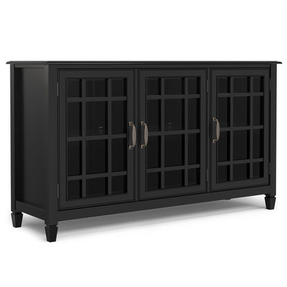Traditional buffet cabinet with glass-front doors, black finish, HouseOfZazla tall cabinet on Tampa Home & Garden Store