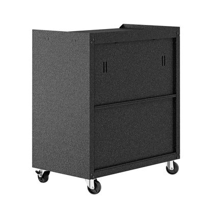 Mobile garage cabinet with locking system by HouseOfZazla in gray speckled on casters on Tampa Home & Garden Store