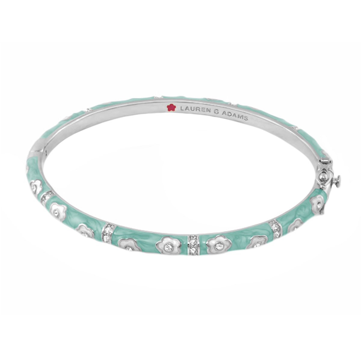 Daisy Love Stackable Bangle turquoise enamel daisies and crystals by Lauren G Adams on Tampa Home & Garden Store