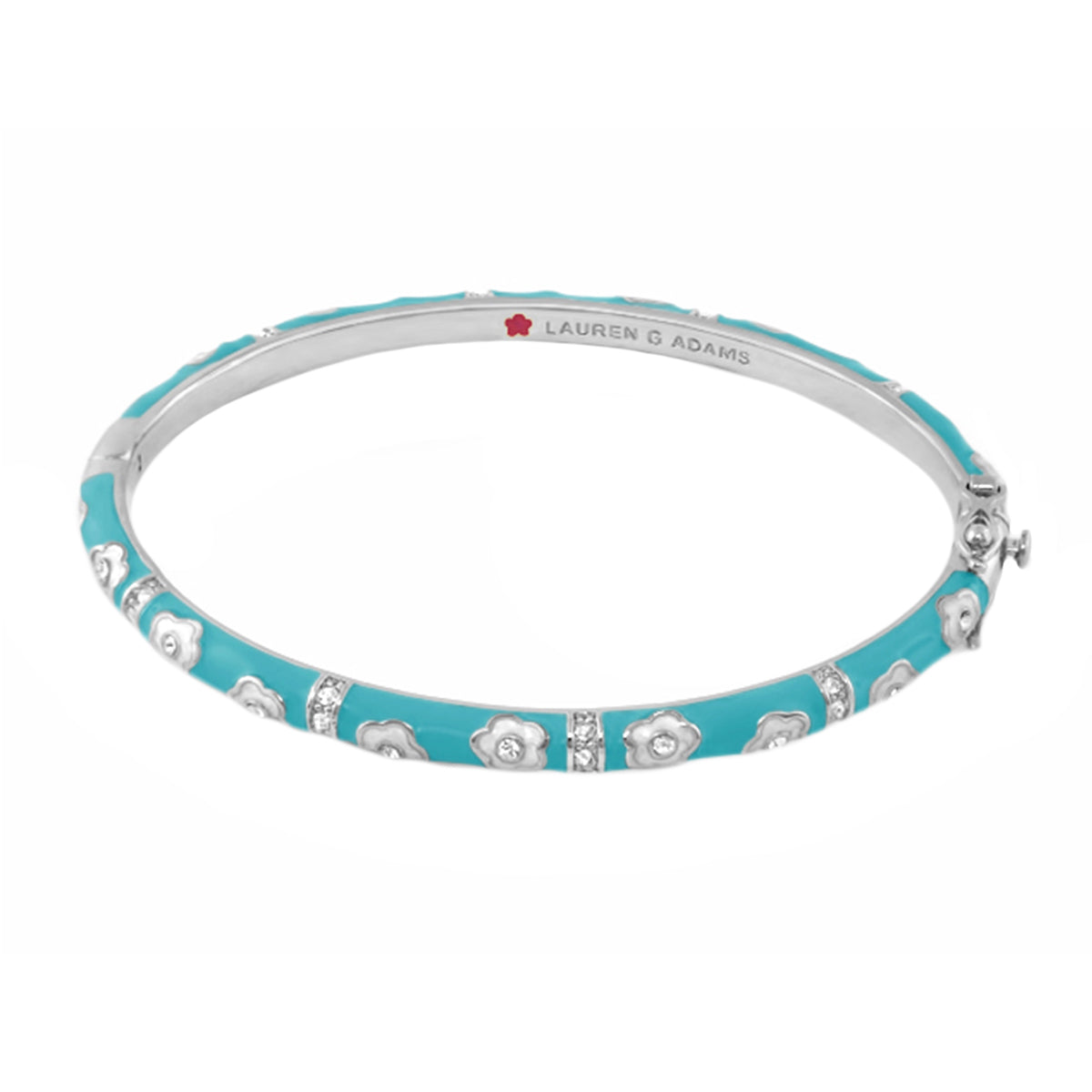 Daisy Love Stackable Bangle turquoise enamel with silver flowers by Lauren G Adams on Tampa Home & Garden Store