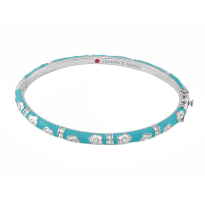 Daisy Love Stackable Bangle turquoise enamel with silver flowers by Lauren G Adams on Tampa Home & Garden Store