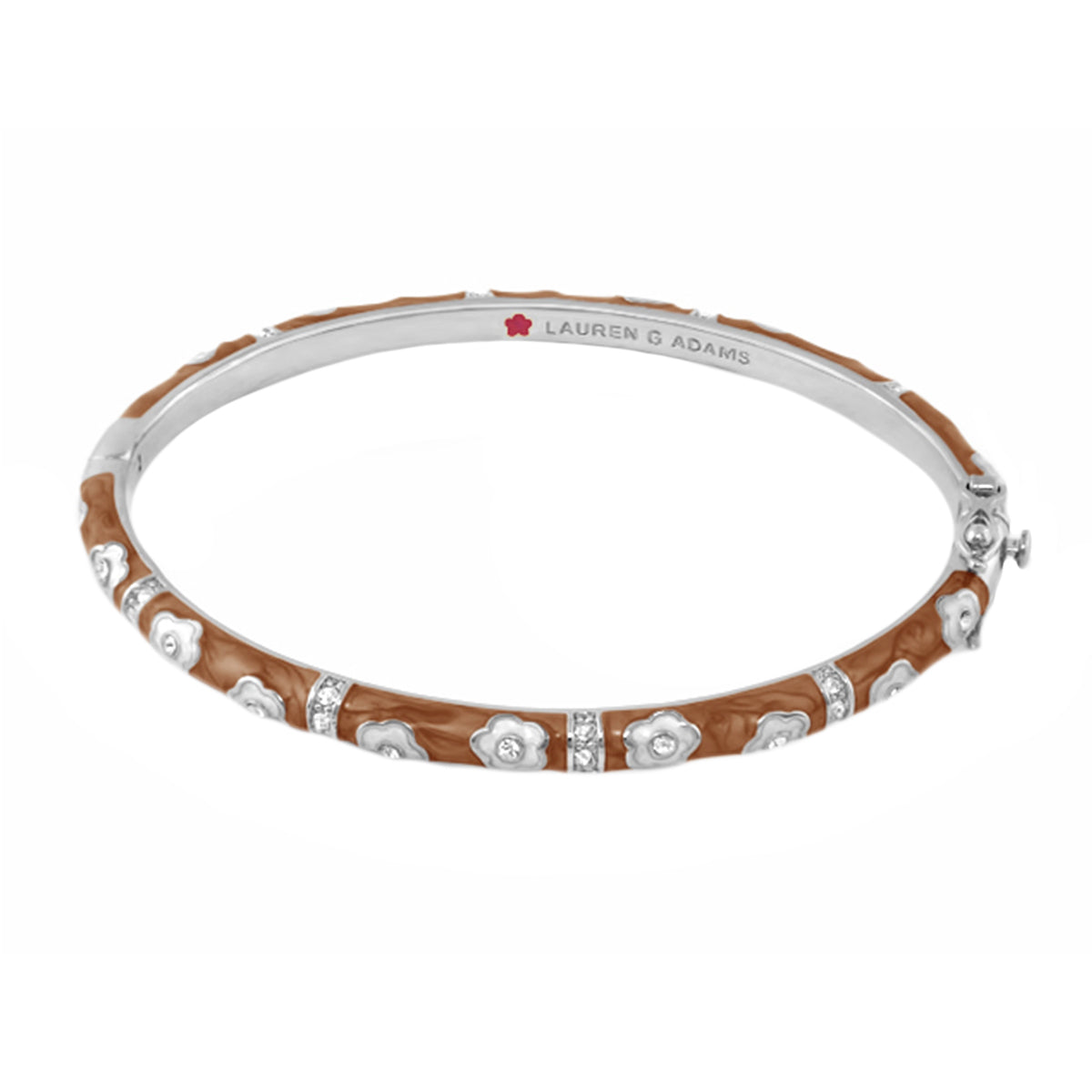 Daisy Love Stackable Bangle by Lauren G Adams silver-tone bracelet with brown enamel panels on Tampa Home & Garden Store