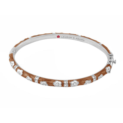 Daisy Love Stackable Bangle by Lauren G Adams silver-tone bracelet with brown enamel panels on Tampa Home & Garden Store
