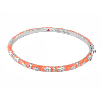 Daisy Love Stackable Bangle coral enamel with silver daisies and crystals by Lauren G Adams on Tampa Home & Garden Store