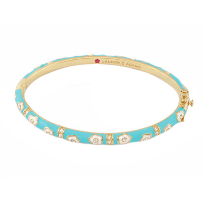 Daisy Love Stackable Bangle turquoise enamel with white flower accents by Lauren G Adams on Tampa Home & Garden Store